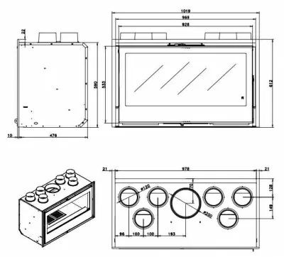 Каминная топка Rocal RCr 100 Каминная топка Rocal RCr 100